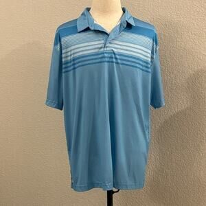 Ben Hogan Performance Men's Blue Striped Polo Golf Shirt Size XL